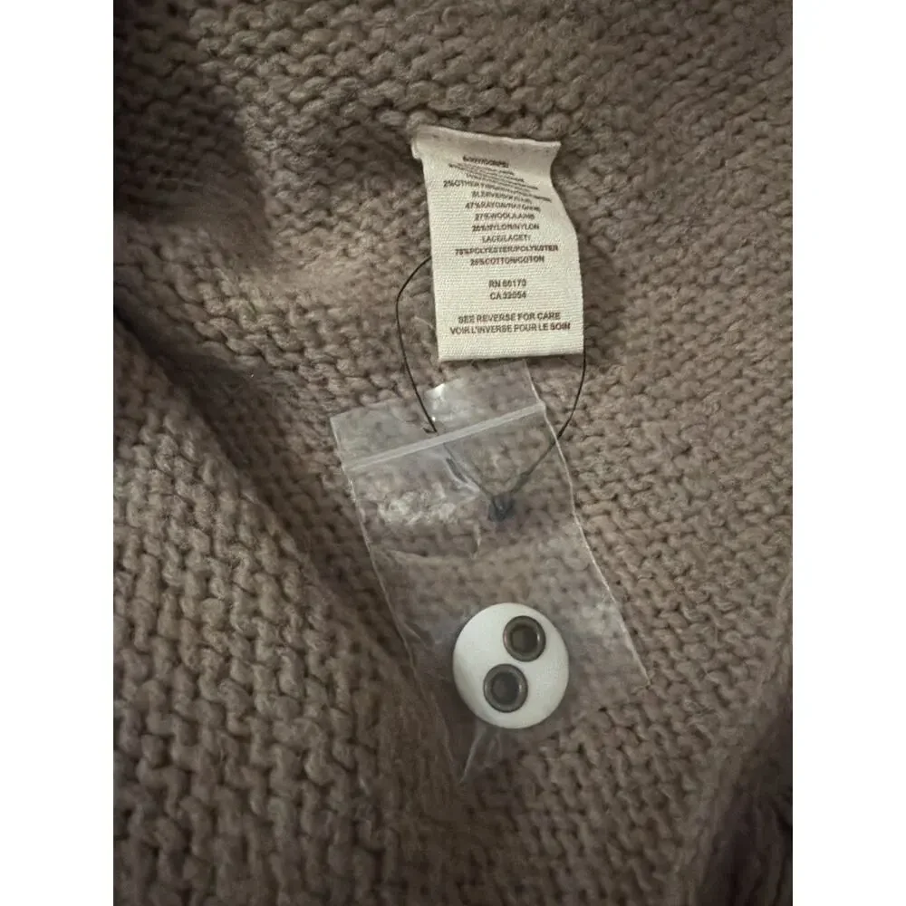 New Free People Knit Lace Panel Sweater Cardigan XS Beige Oatmeal Boho cottage